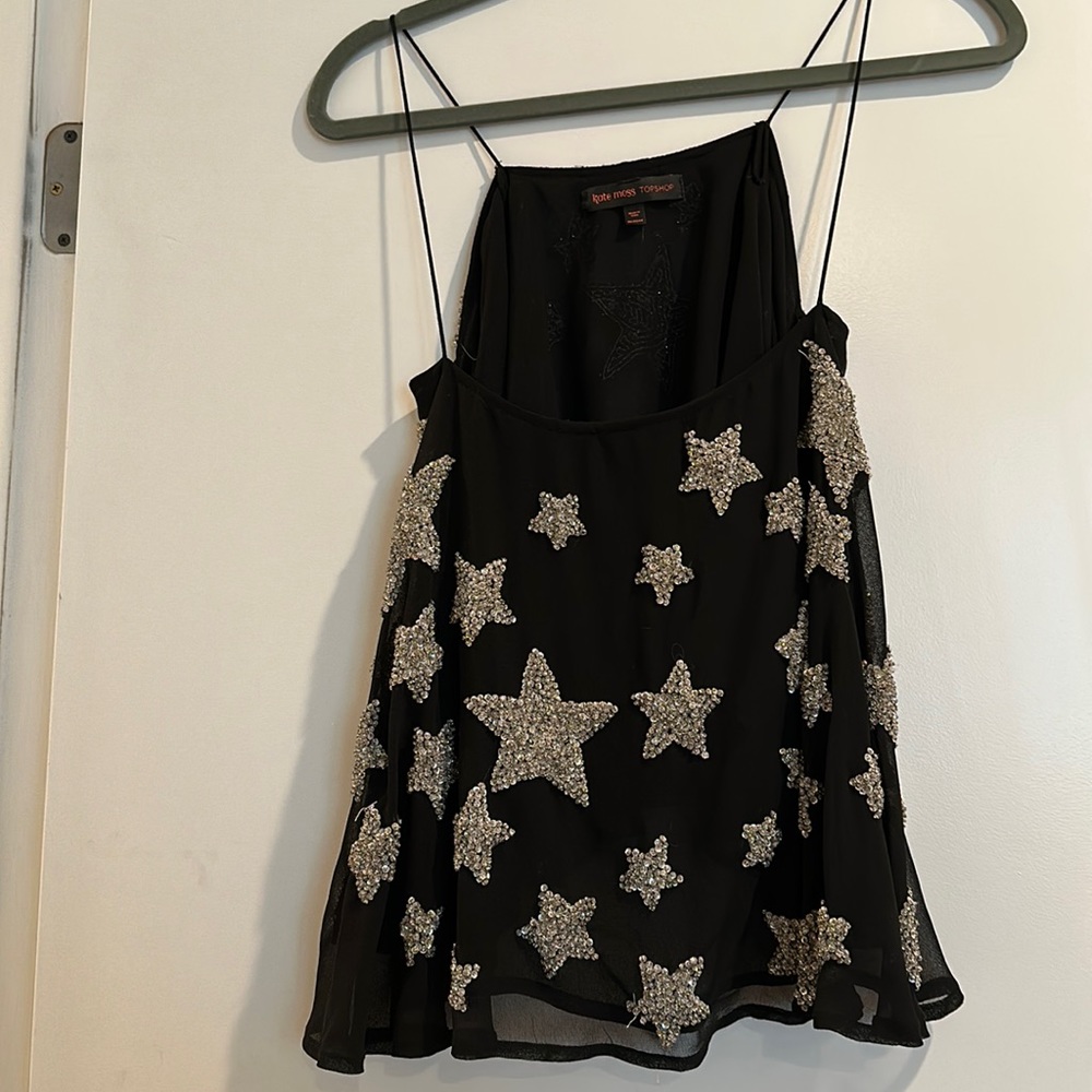 Kate Moss for TopShop blouse with beaded star sequin. Size 4